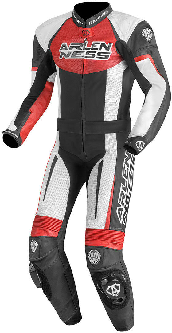 Arlen Ness Monza Combinaison de deux pièces moto cuir Noir Blanc Rouge taille : 48