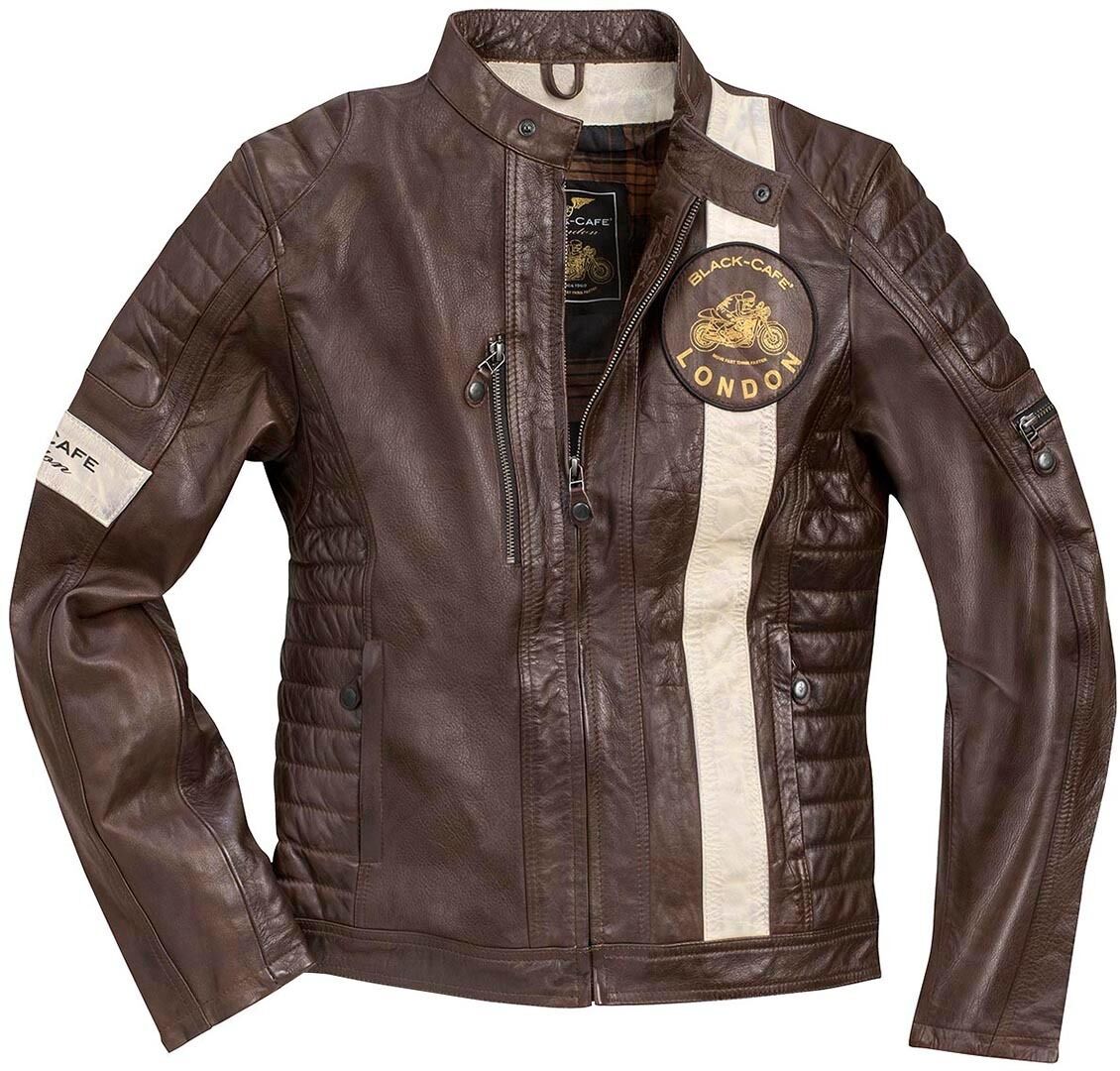 Black-Cafe London Paris Veste en cuir de moto Brun taille : 50