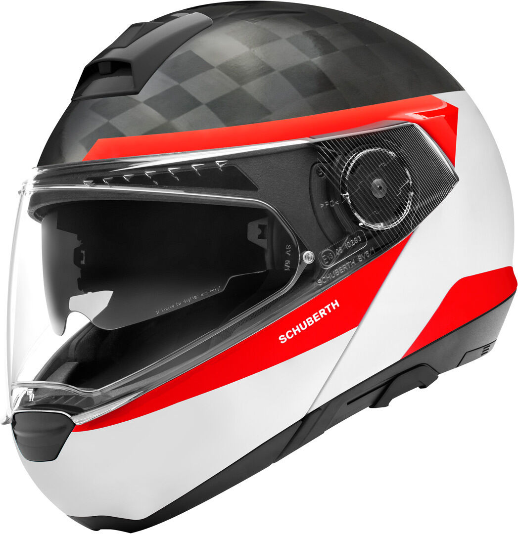 Schuberth C4 Pro Carbon Delta Casque Noir Blanc Rouge taille : L