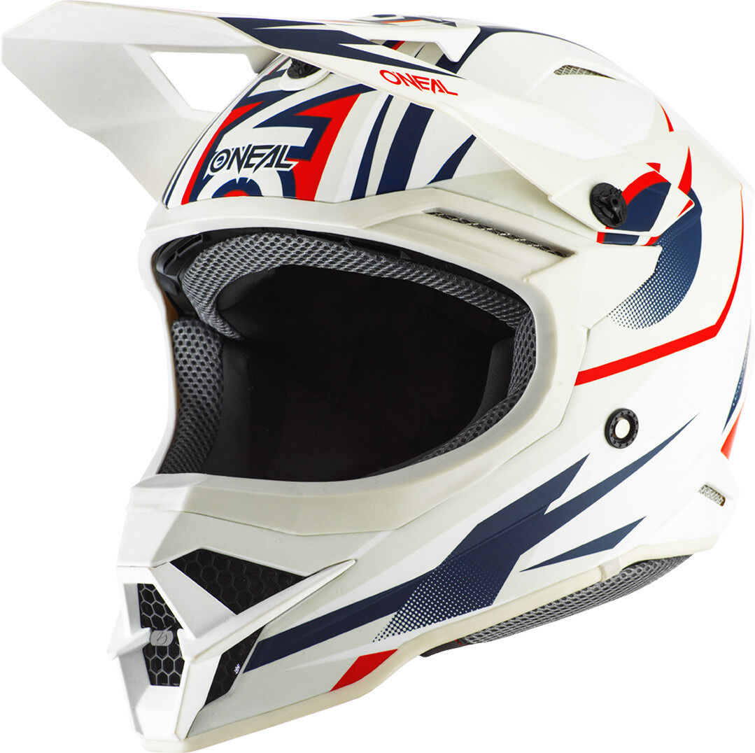 Oneal 3Series Riff 2.0 Casque Motocross Blanc Rouge Bleu taille : 2XL