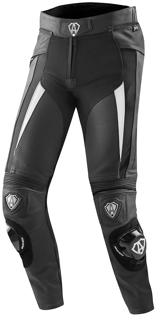Arlen Ness Sugello Motorcycle Leather Pants  - Black White