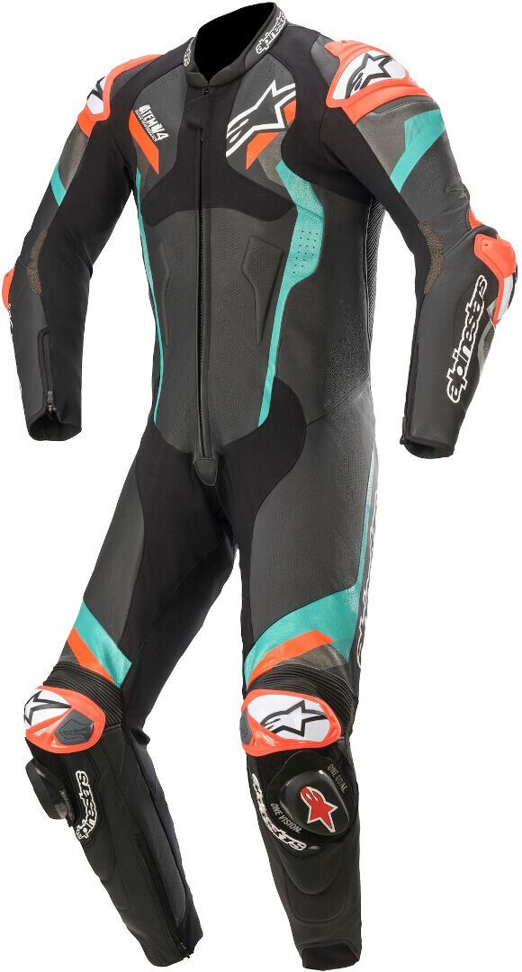 Alpinestars Atem V4 One Piece Motorcycle Leather Suit  - Black Red Blue