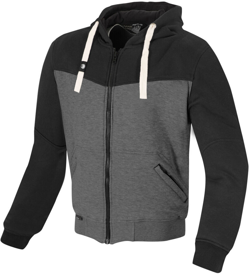 Merlin Hurley Motorcycle Zip Hoodie Jacket  - Black Grey