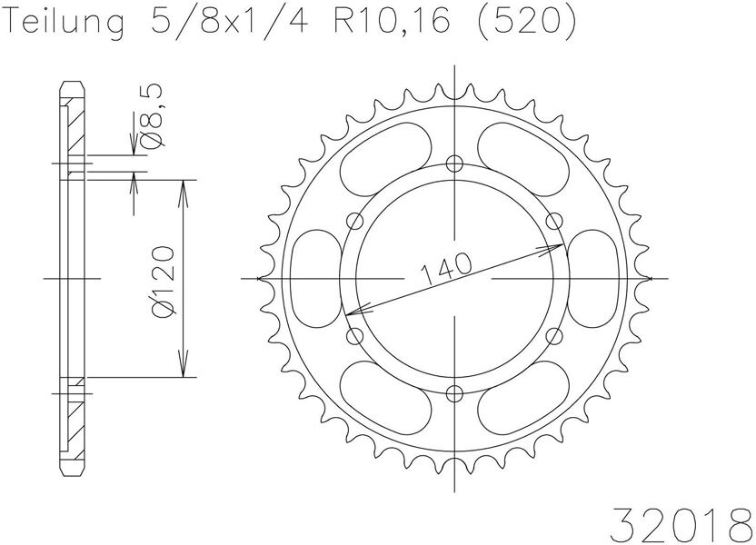 Esjot Chain Wheel, 38 Teeth