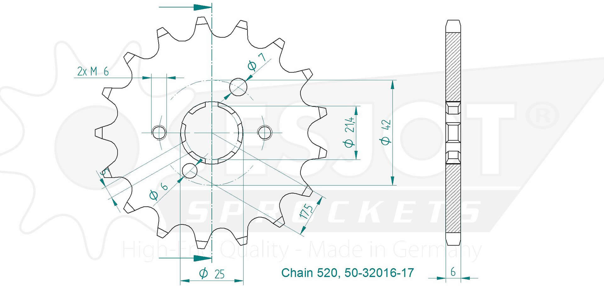 Esjot Chain Pinion, 17 Teeth