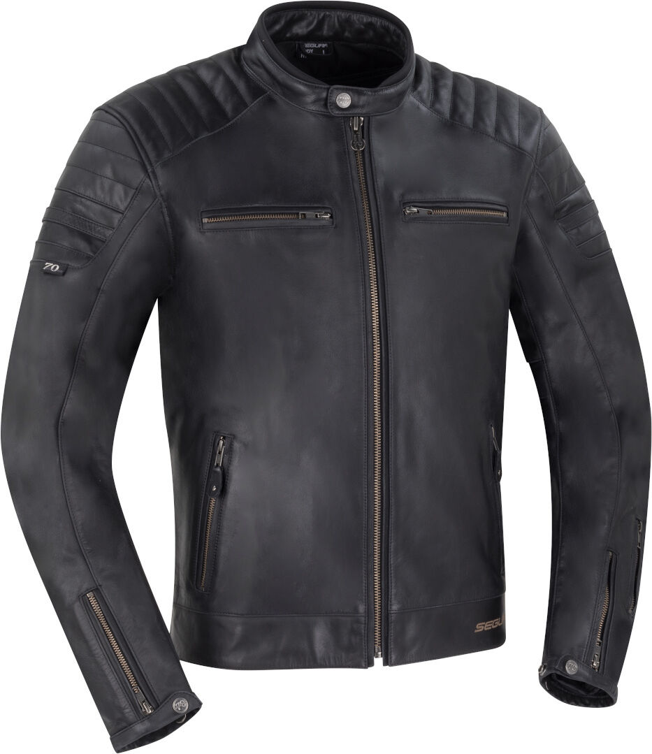 Segura Stripe Black Edition Motorcycle Leather Jacket  - Black