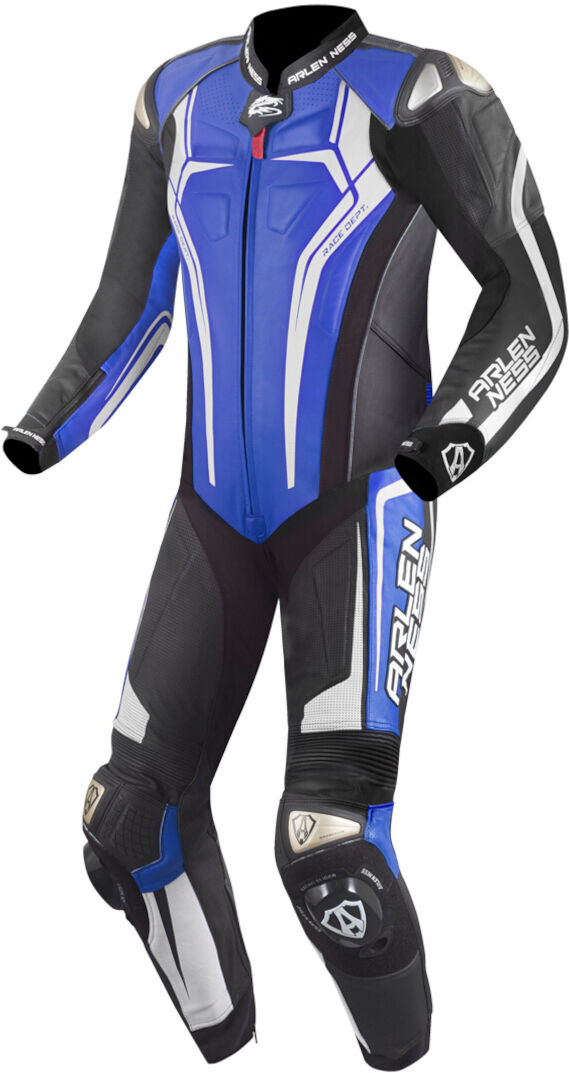 Arlen Ness Sugello 2 One Piece Motorcycle Leather Suit  - Black White Blue