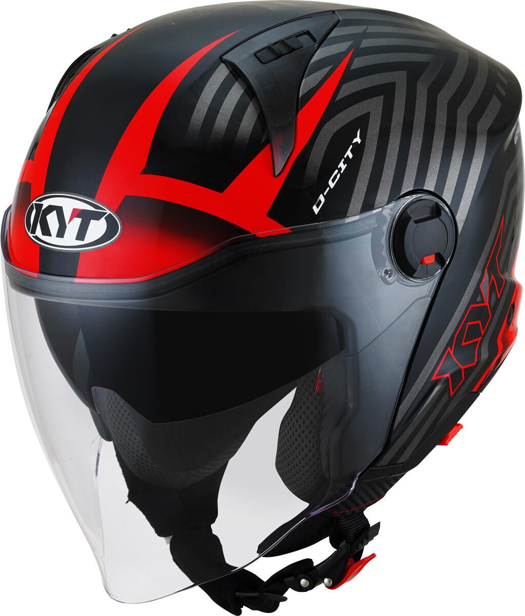 Kyt D-City Lucent Jet Helmet  - Black Red