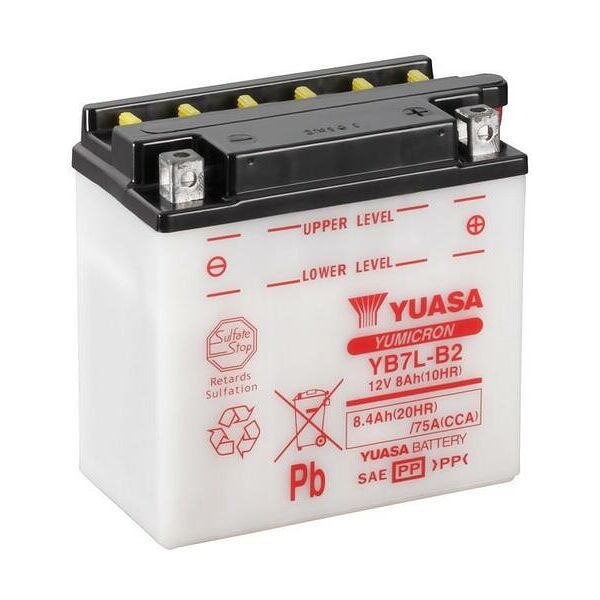 yuasa batteria  convenzionale senza acid pack - yb7l-b2 batteria senza pacco acido  135 mm