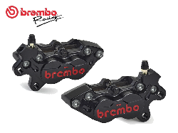 Kit Pinze Freno Assiali Nere Brembo Racing Cnc P4-40rr + Set Pastiglie