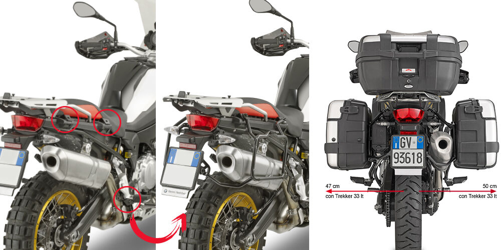 GIVI Portapacchi laterali  rimovibile per valigia monochiavio per vari modelli BMW (vedi sotto)