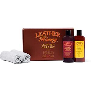 Leather Honey Complete Leer Verzorgings Set Inclusief Leer Conditioner (236ml), Leerreiniger (236ml) en Twee Aanbreng Doekjes voor Gebruik op Leren Kleding, Meubels, Auto-Interieurs, Schoenen, Tassen