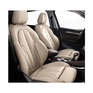 JIANQIAOFEI Autostoelhoezen Volledige set voor Mercedes A Class W177 2018+, Auto Lederen Hoes Stoelen Voor Achter Waterdichte Beschermers Auto-Accessoires,C/Beige