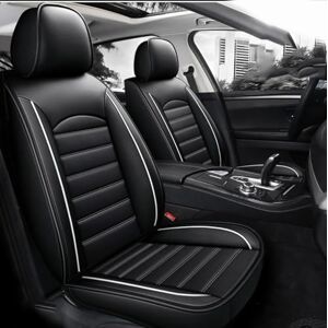 ZlwqzH lederen stoelhoezen voor Mercedes C-KLASSE CL200 CL500 CL550 CLA die de voor- en achterstoelen waterdicht zijn en de stoelen beschermen. , D-zwart en wit-normaal