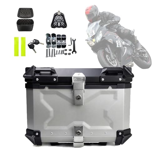 LEEBERTY Motorfiets-topbox, 45-100 liter, aluminium motorbagage voor het opbergen van helm-bagagebox, voor het opbergen van helm-bagagebox voor motorfiets, scooter, bromfiets, fiets