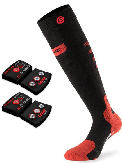 Lenz verwarmde sokken met accu 5.0 nylon/wol zwart/rood - Zwart,Rood