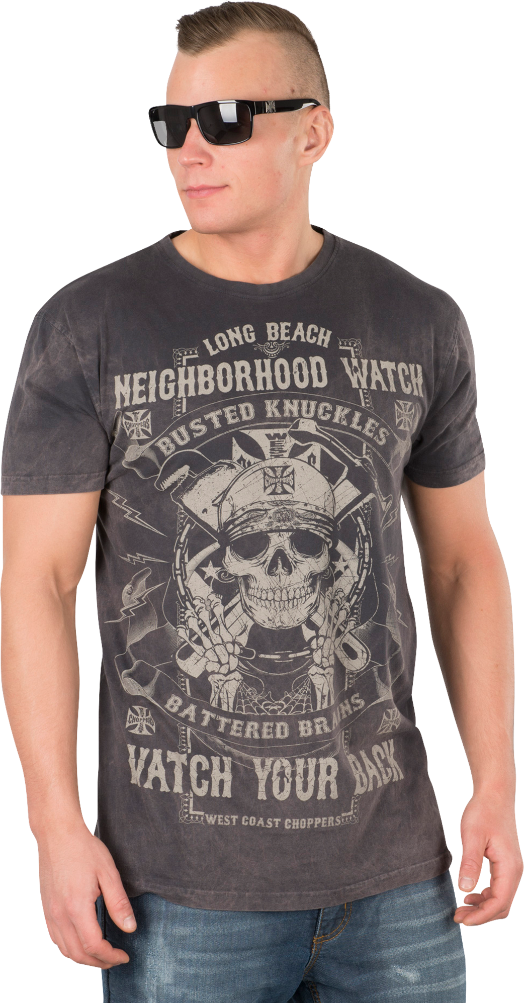 West Coast Choppers T-Skjorte West Coast Choppers Neighborhood Watch Svart oransje