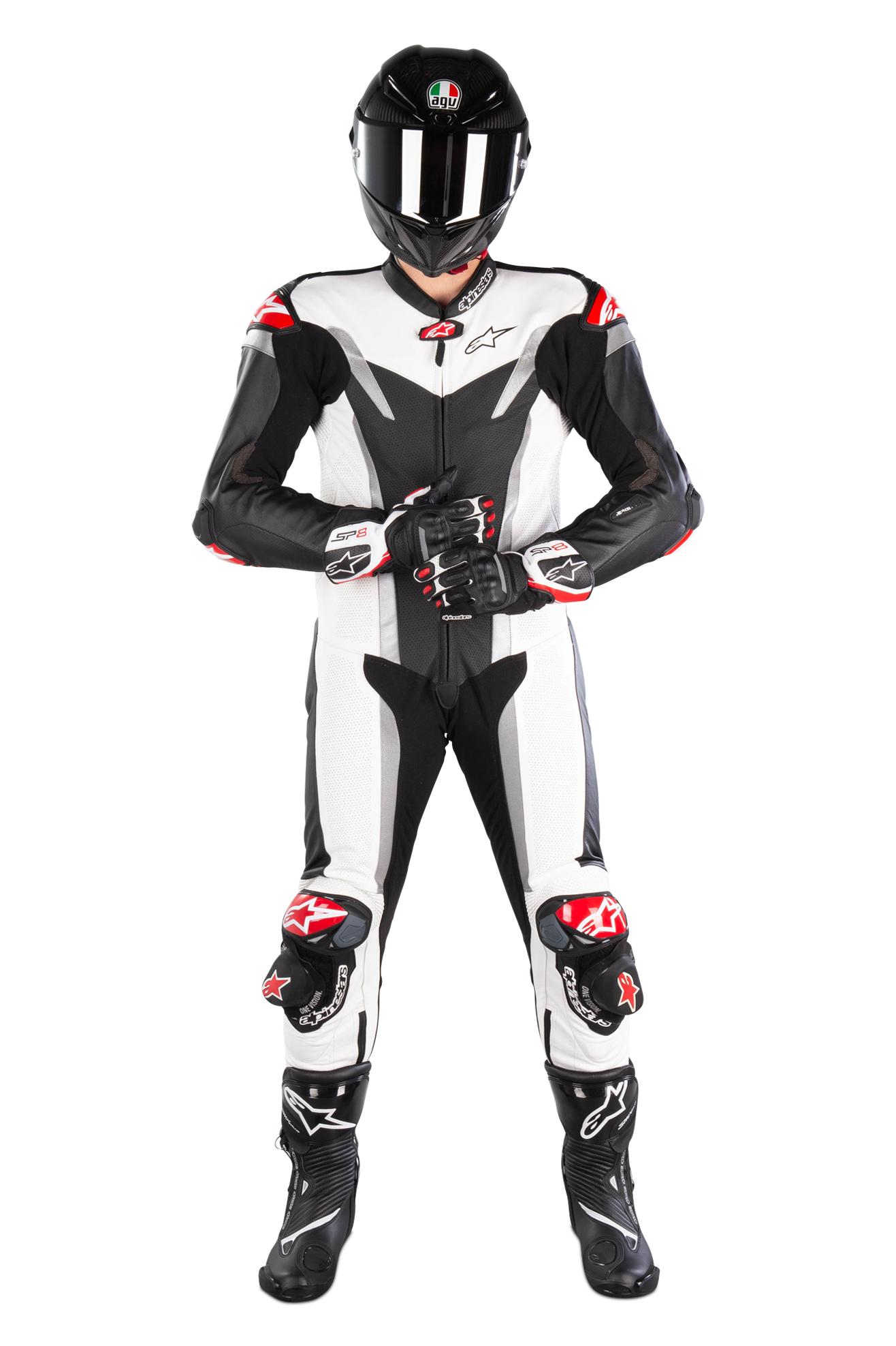 Alpinestars Skinndress Alpinestars GP Tech V3 Tech-Air® Svart-Hvit-Sølv oransje