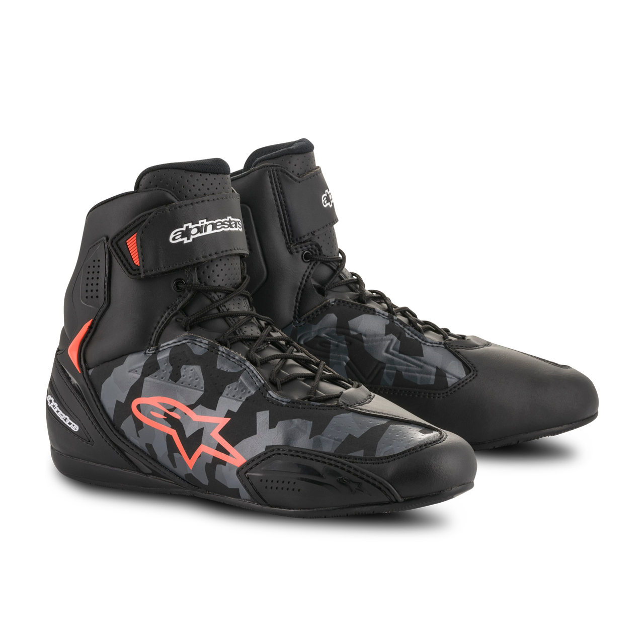 Alpinestars MC-Sko Alpinestars Faster-3 Svart-Grå-Kamo-Rød oransje