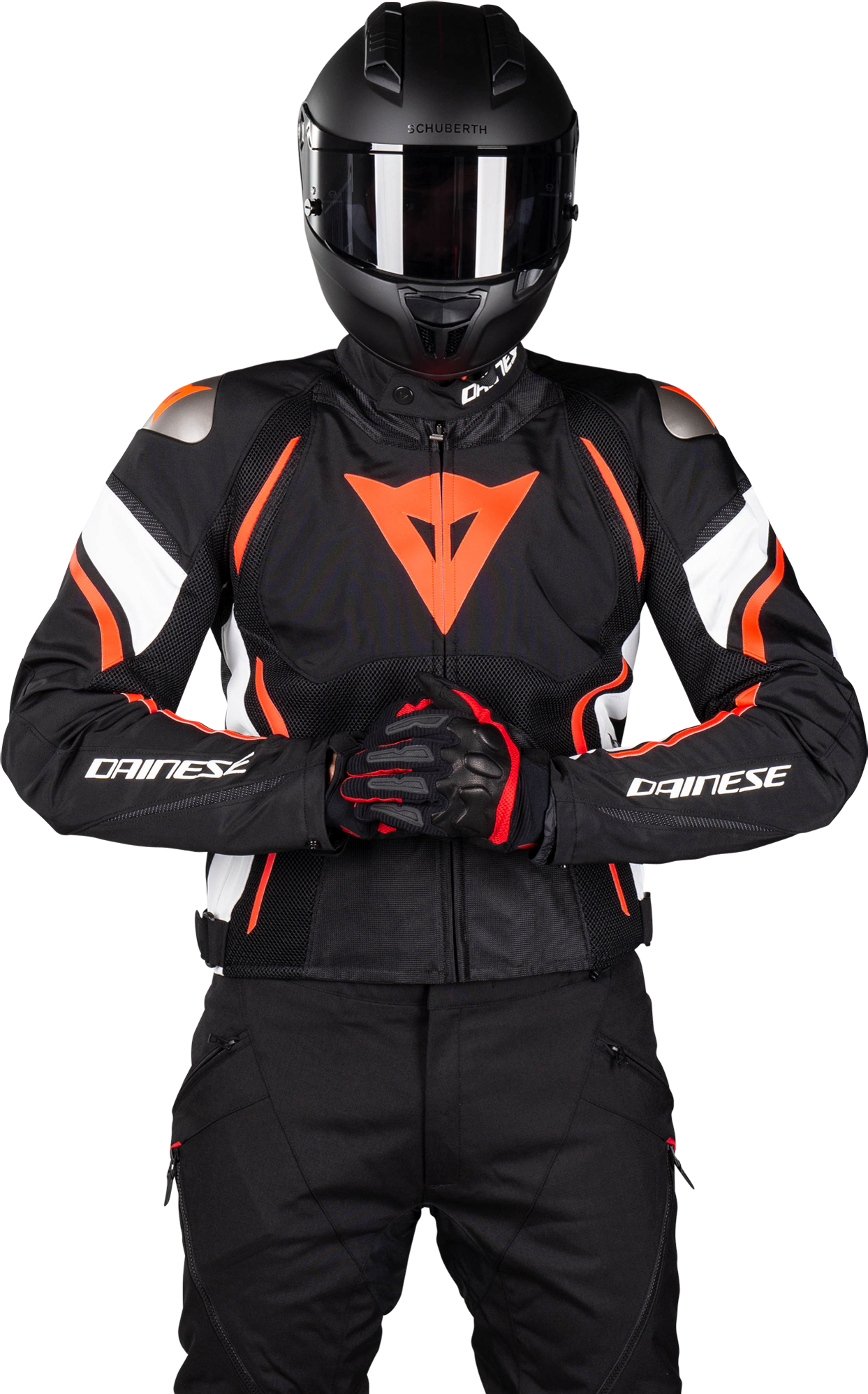 Dainese Jakke Dainese Estrema Air Tex Svart-Hvit-Fluo Rød oransje