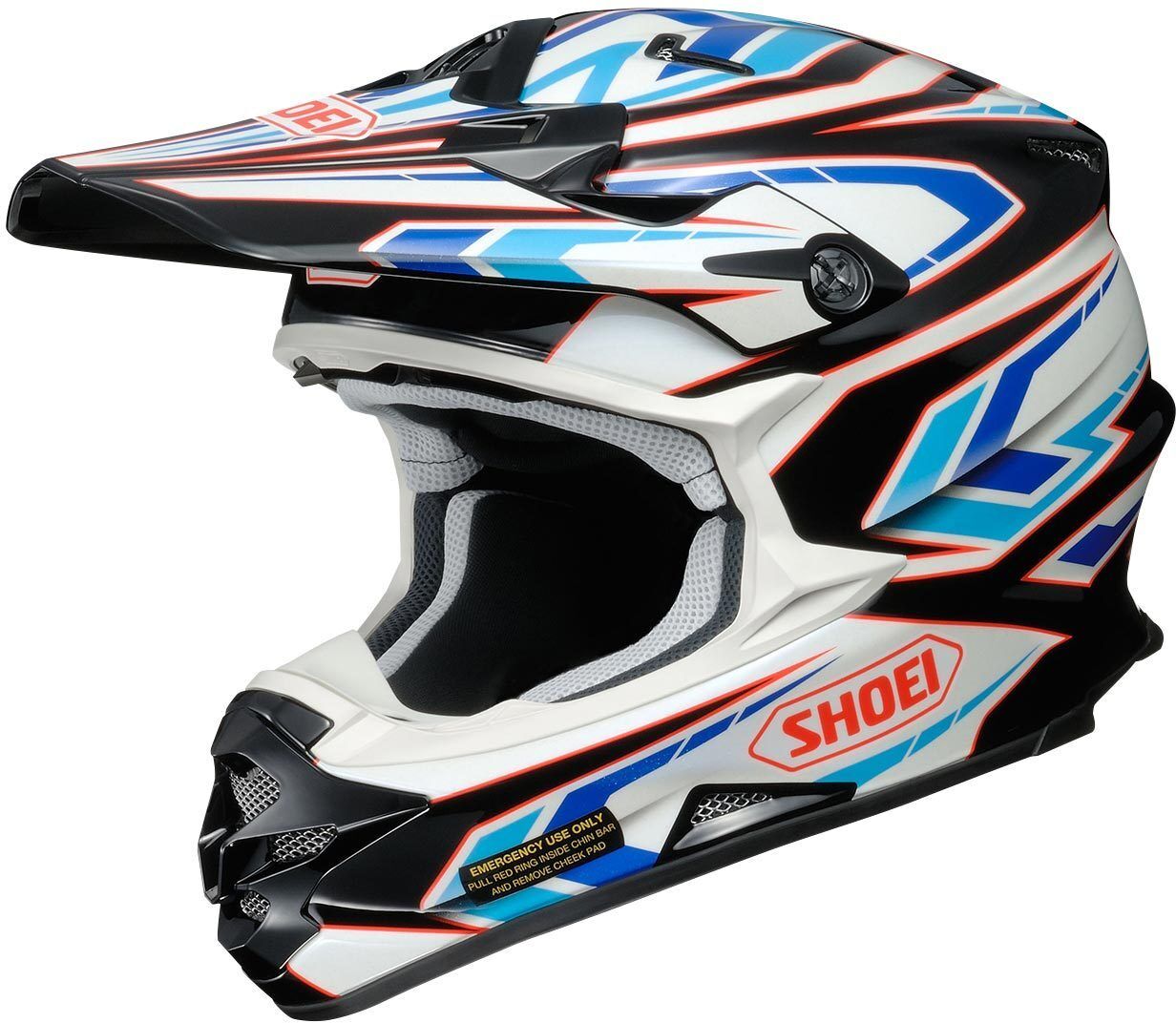 Shoei VFX-W Block-Pass Motocross hjelm XS Svart Hvit Blå