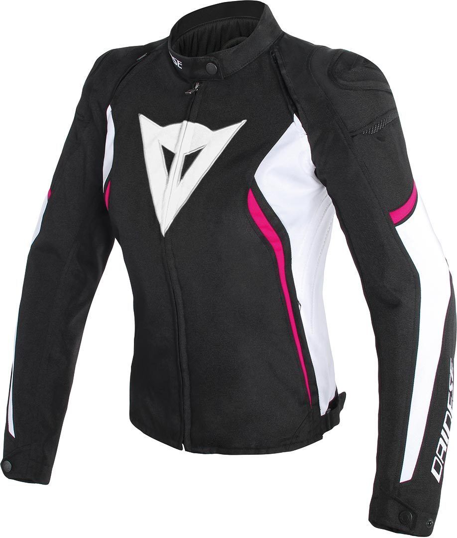 Dainese Avro D2 Tex Ladies motorsykkel tekstil jakke 48 Svart Hvit Lilla