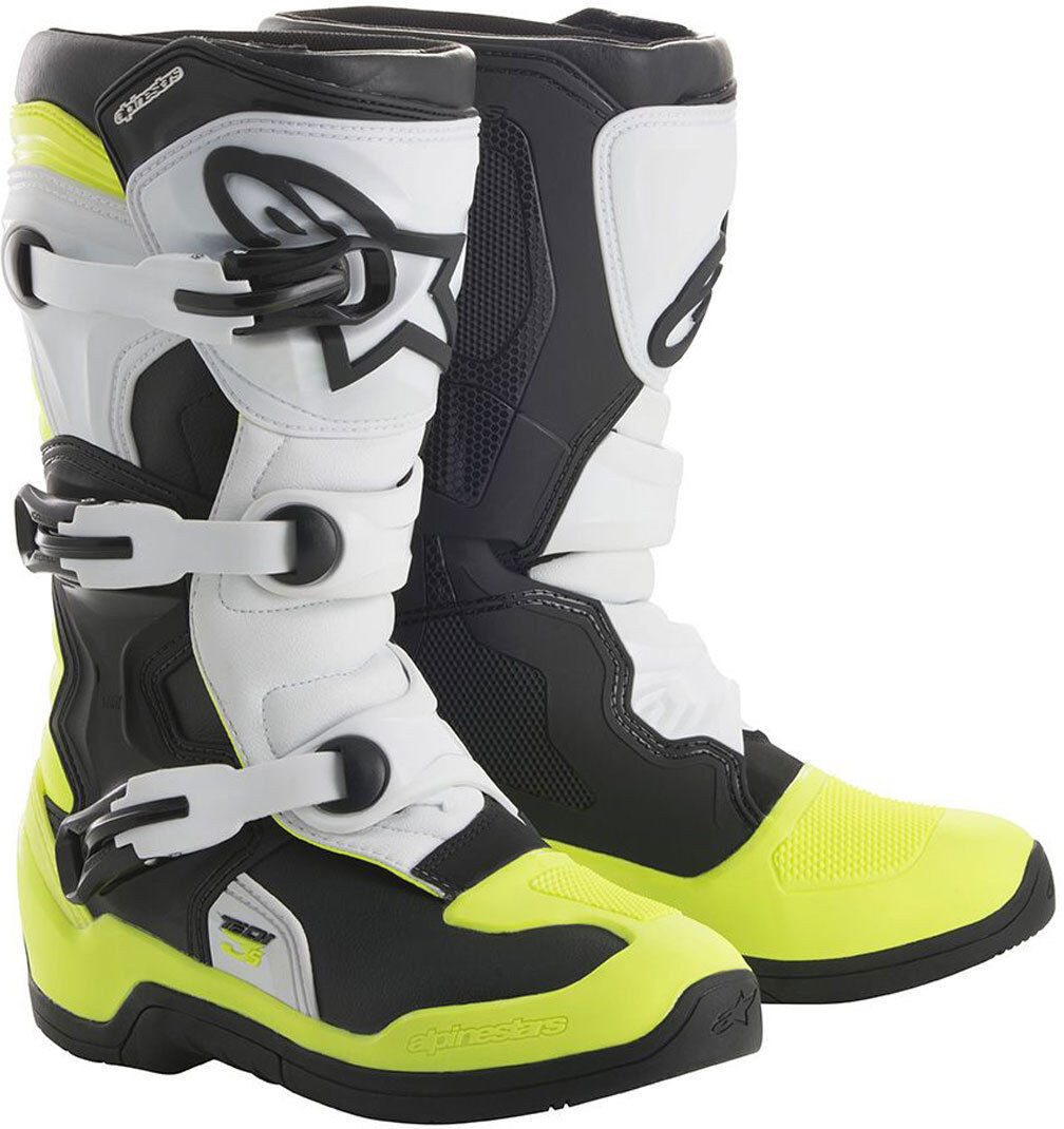 Alpinestars Tech 3S Ungdom Motocross Støvler 39 Svart Hvit Gul