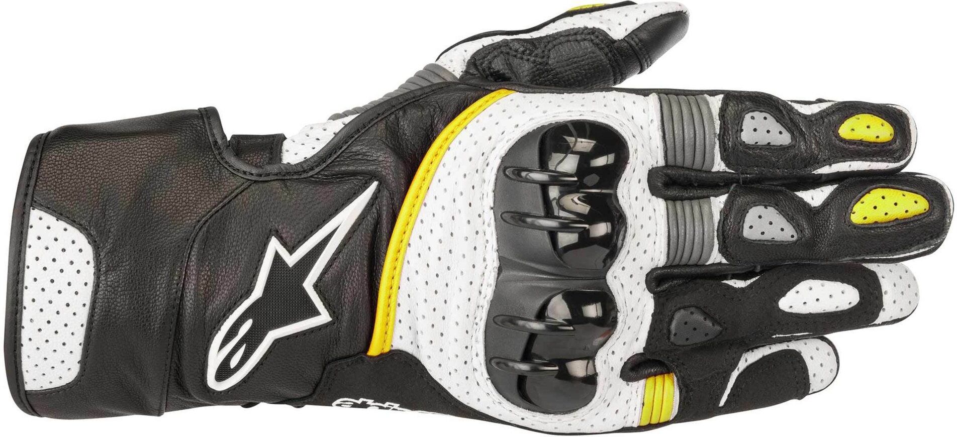 Alpinestars SP 2 V2 Motorcycle Gloves Motorsykkel Hansker 3XL Svart Hvit Gul