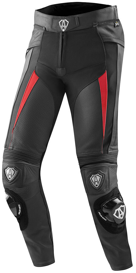 Arlen Ness Sugello Motorcycle Leather Pants Motorsykkel skinn bukser 54 Svart Rød