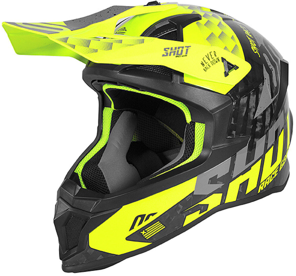 Shot Lite Carbon Rush Motocross hjelm XS Gul