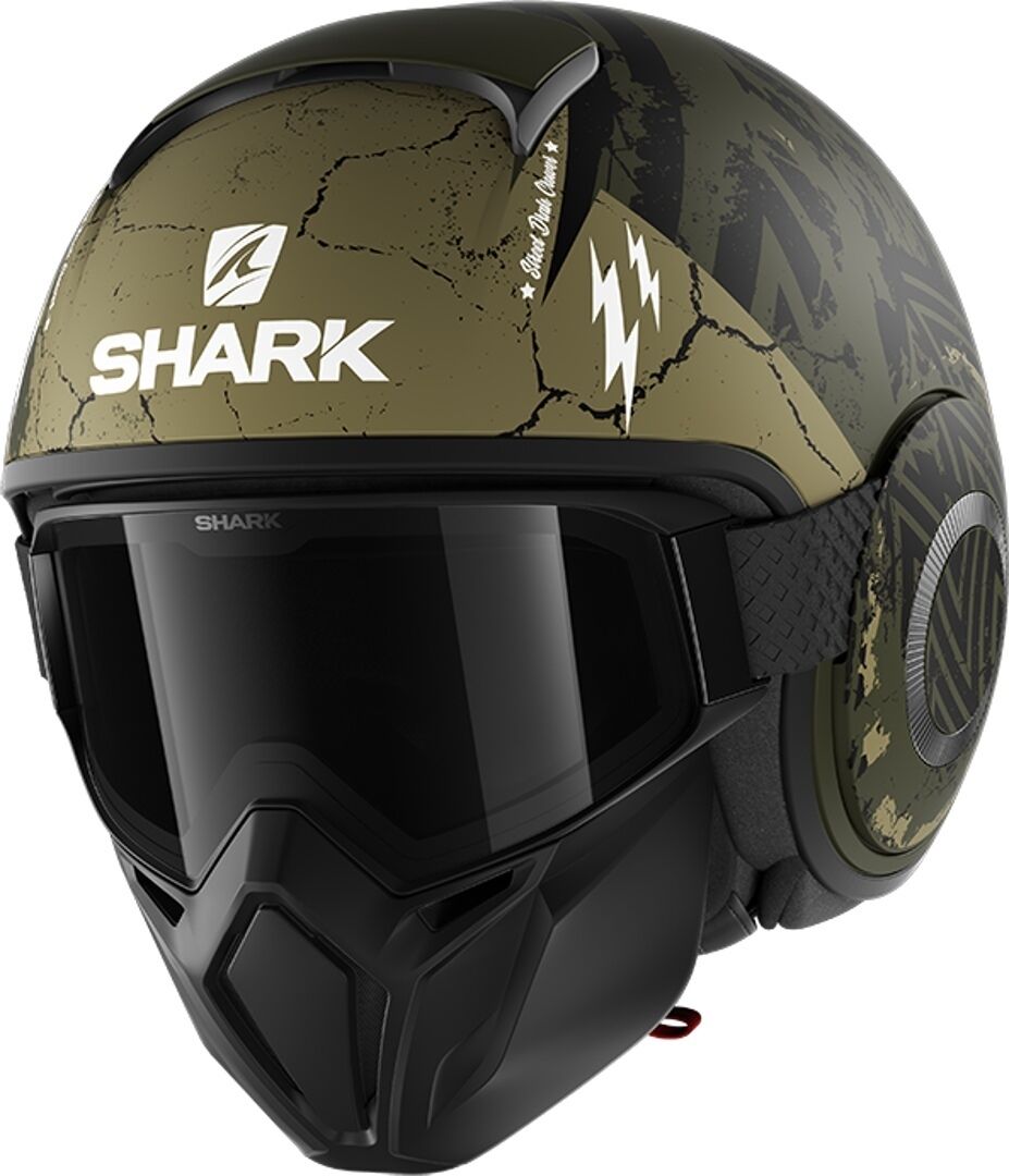 Shark Street-Drak Crower Jet hjelm XS Svart Grønn