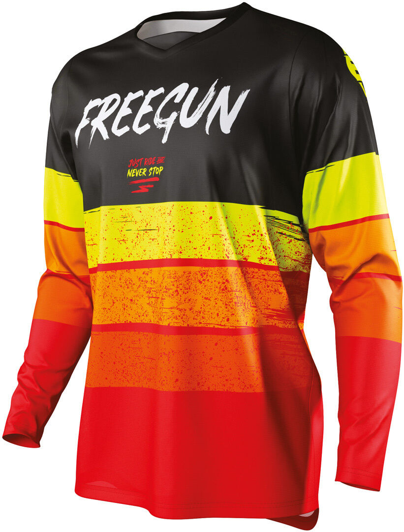 Freegun Devo Stripe Motocross Jersey L Rød Gul