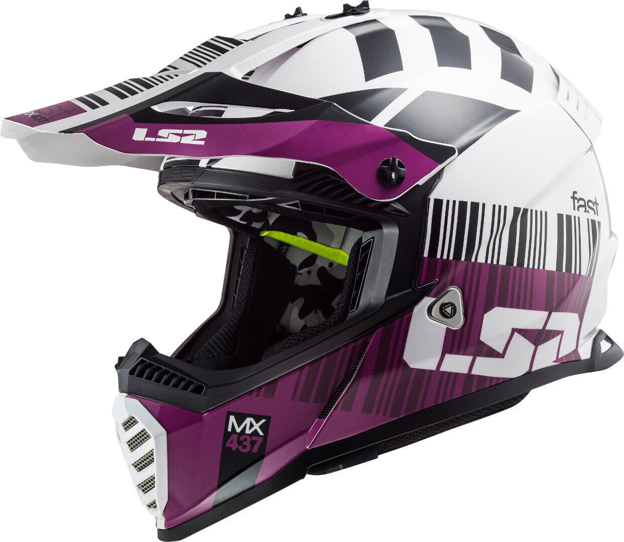 LS2 MX437 Fast Evo XCode Motocross Hjelm L Hvit Lilla