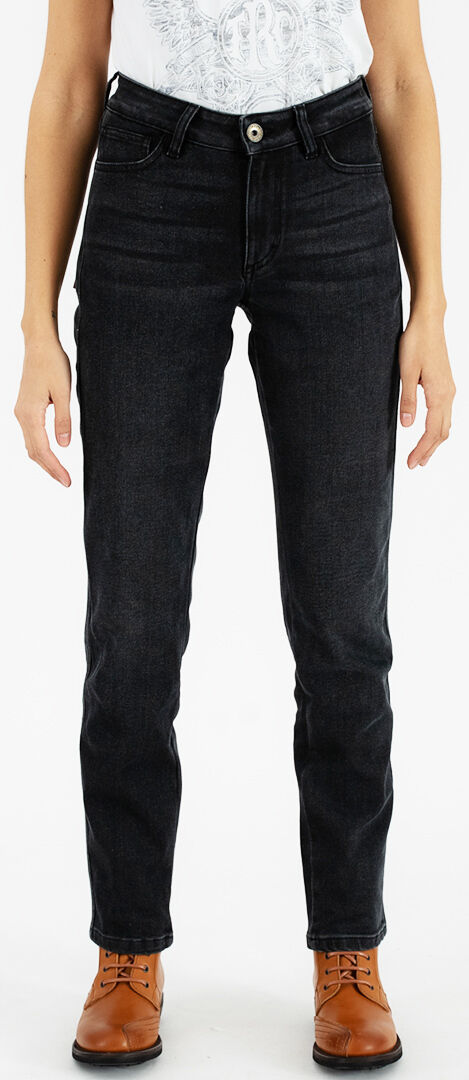 Rokker Tech Mid Straight Dame Motorsykkel Jeans 27 Svart