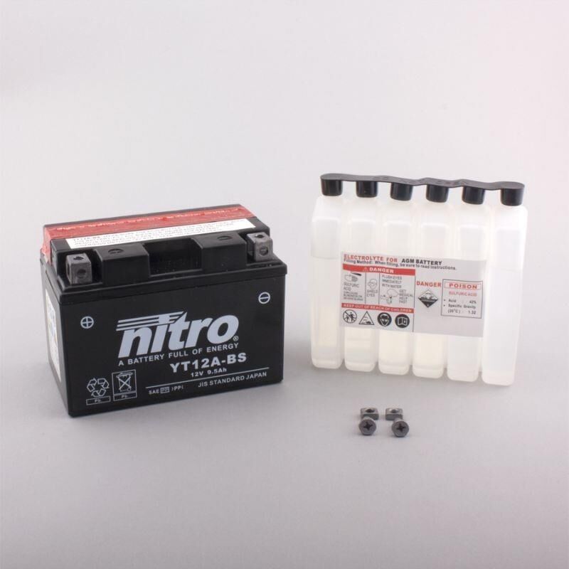 Nitro Yt12a-Bs - 12v Atv/mc/snøscooter Batteri 12v, 10ah, 150x87x105, Syreflaske, Agm