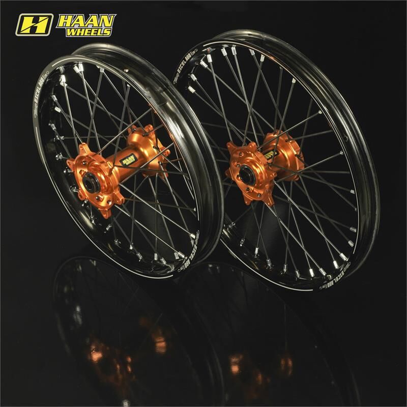 Haan Wheels Haan Bakhjul 18x2,50 - Ktm 790/890+,  Ru Svart Ring/eiker, Oransje Nav/nippler,Ru