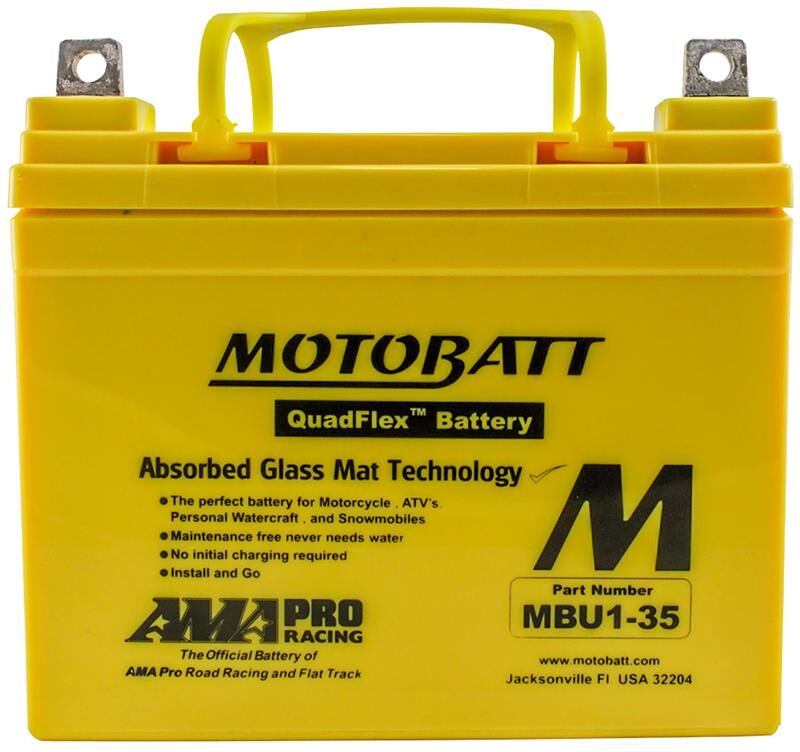 Motobatt Mbu1-35 12v Batteri 2-Polet, 420cca, 35ah, 195x131x181, Agm