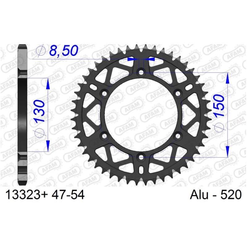 Afam Bakdrev, Alu#520 S/c, Yamaha, 46t Ttr230/wr/yz125/250/400/426/450++   46