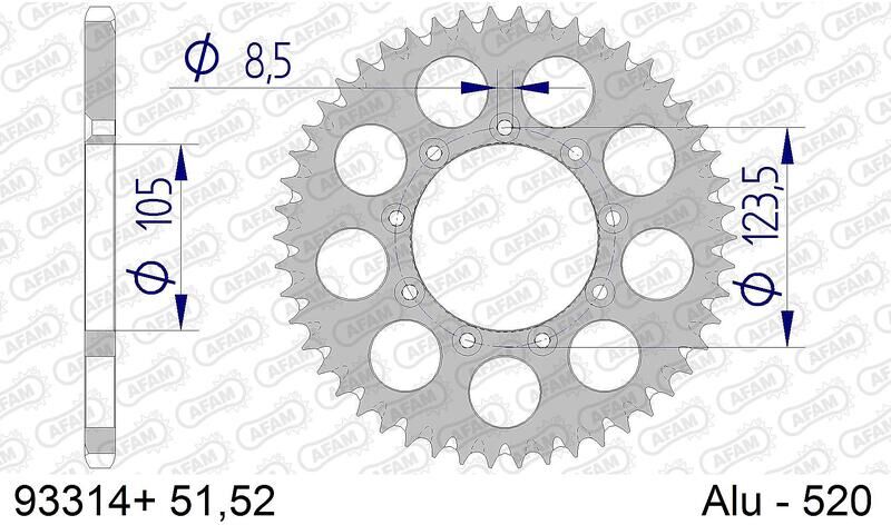 Afam Bakdrev, Aluminium #520 S/c, Tm,53t Tm 125/250/300/450   53