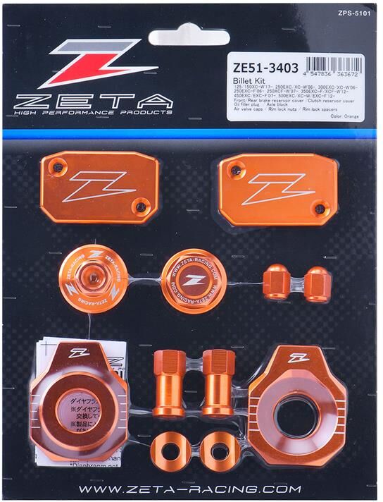 Zeta Aluminiumssett, Oransje -  Ktm 125/150/250sx, 250/300/350/450xc, Sx-F/x