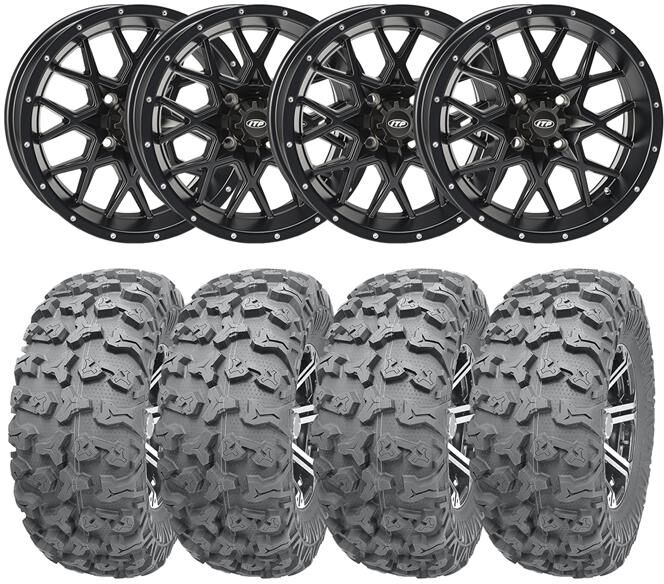 Arctic Hjulpakke 69 - Arctic Cat - 28"/14" Wanda P3036, Itp Hurricane - Sort   28" Dekk og 14" Felg