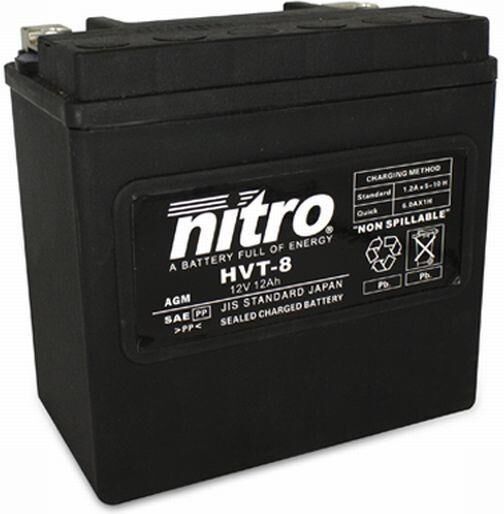 Nitro Hvt 08 - 12v Atv/mc/snøscooter Batteri 12v, 14ah, 148x86x144, Forsegl. Agm Gel