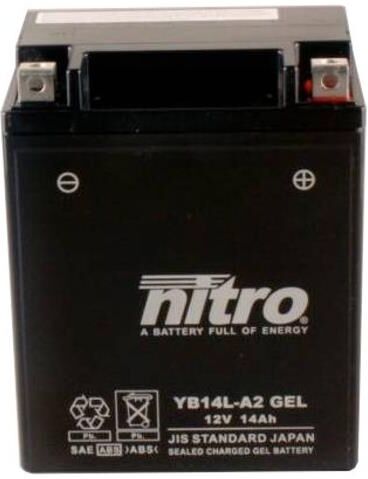 Nitro Yb14l-A2 - 12v Atv/mc/snøscooter Batteri 12v, 14ah, 134x89x166, Forsegl. Agm Gel