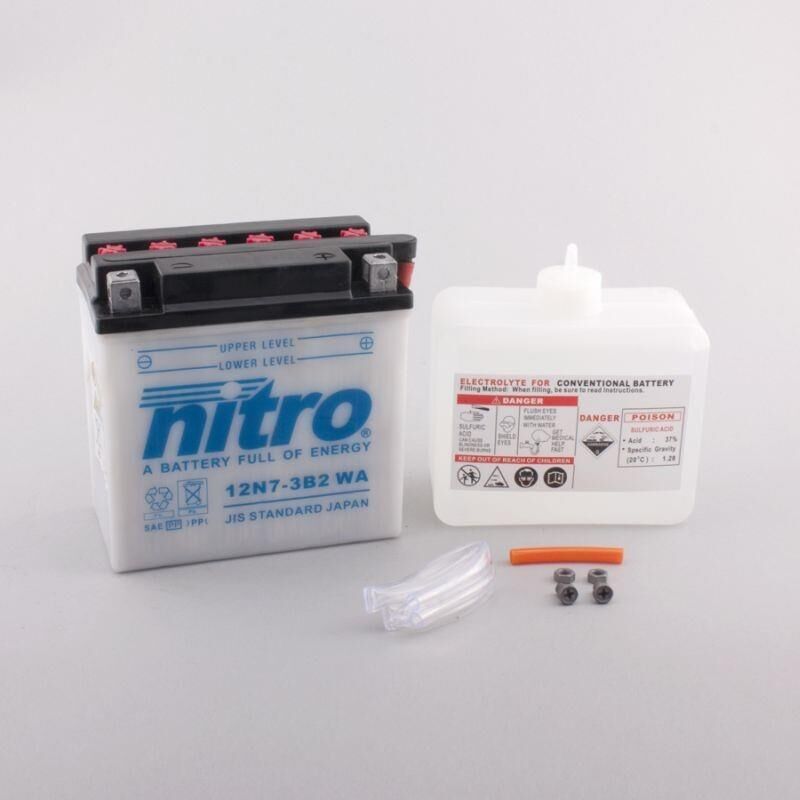 Nitro 12n7-3b-2 - 12v Atv/mc/snøscooter Batteri 12v, 7ah, 135x75x133, Syrepakke