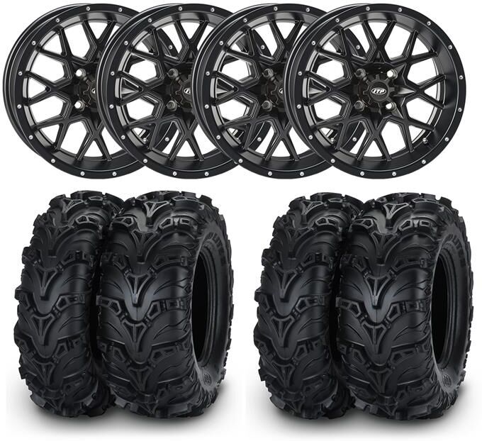 Arctic Hjulpakke 20 - Arctic Cat - 27"/14" Itp Mud Lite 2 E4, Itp Hurricane Svart   27" Dekk og 14" Felg