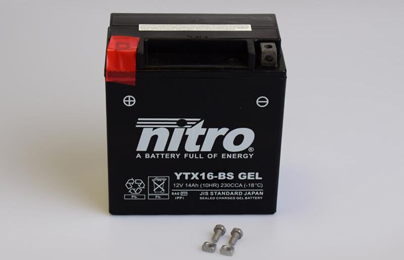 Nitro Ytx16-Bs - 12v Atv/mc/snøscooter Batteri 12v, 14ah, 150x87x161, Forsegl. Agm Gel