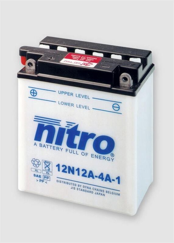 Nitro 12n12a-4a-1-Wa - 12v Atv/mc/snøscooter Batteri 12v, 12ah, 136x82x162, Syreflaske