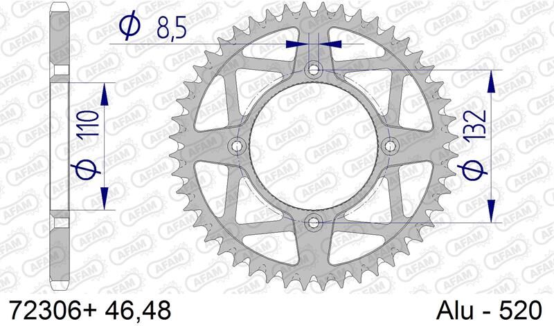 Afam Bakdrev Alu, Sc #520 - Ktm, 46t Selvrensende, Ktm Freeride 250/350f/r   46