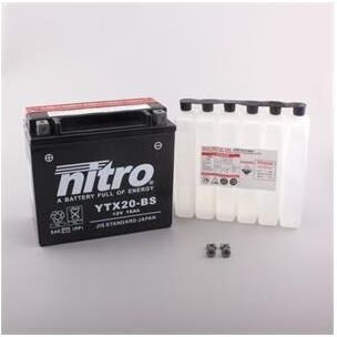 Nitro Ytx20a-Bs - 12v Atv/mc/snøscooter Batteri 12v, 18ah, 150x87x161, Syrepakke, Agm