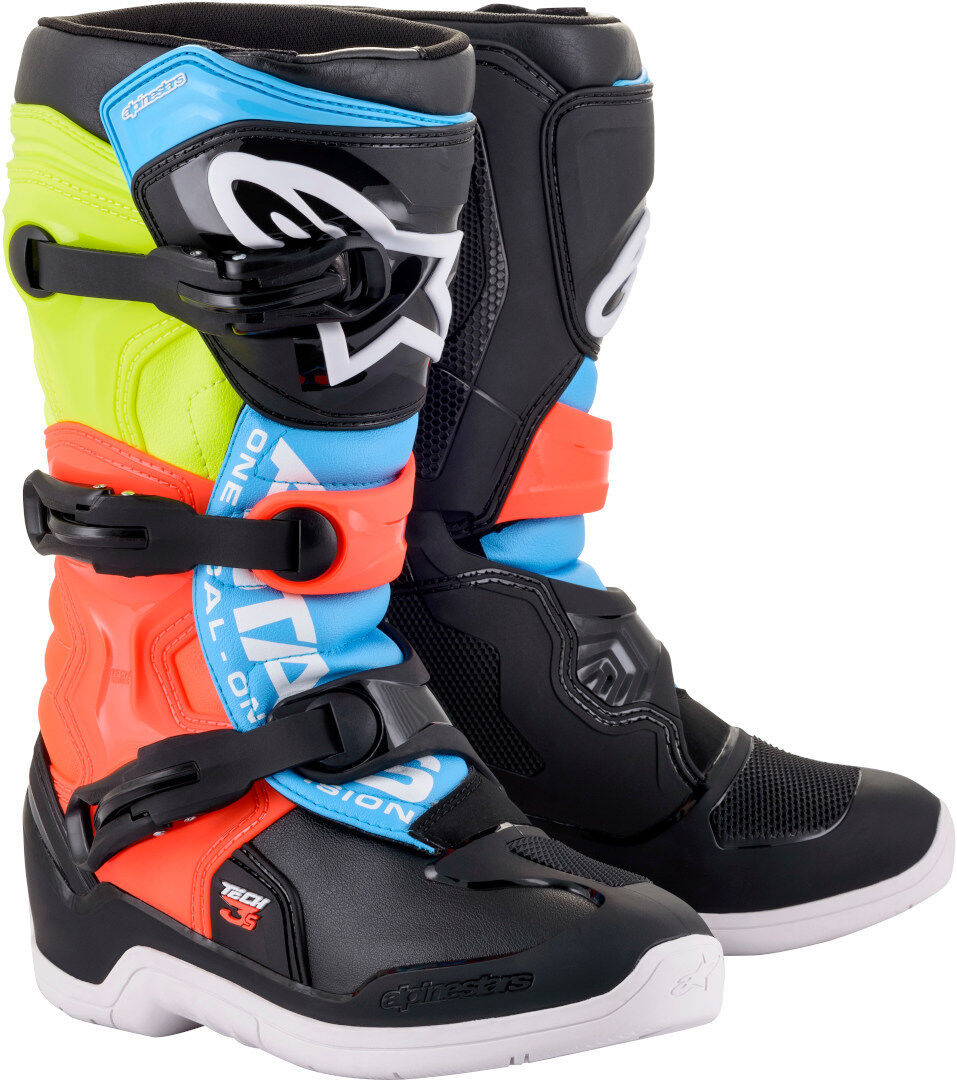 Photos - Motorcycle Boots Alpinestars Tech 3s Youth Motocross Boots Unisex Black Red Yellow Size: 34 